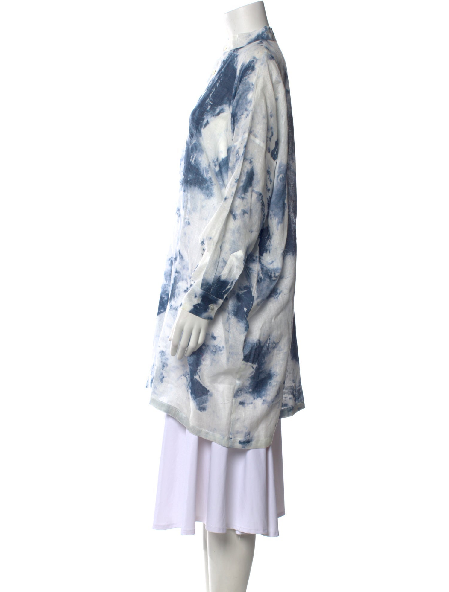 Eskandar Linen Tie-Dye Print Tunic